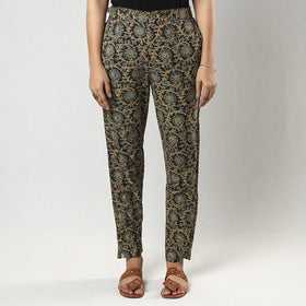 Buy Dark Brown Ajrakh Block Printing Cotton Tapered Casual Pant for Women Online at iTokri.com
