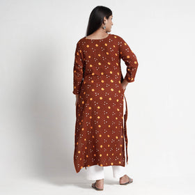 Buy Bandhani Tie-Dye Cotton Straight Kurta for Women
