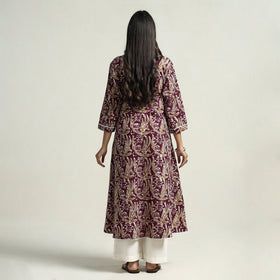 Buy Hand Batik Printed Cotton A-Line Kurta with Lace Work Online at iTokri.com