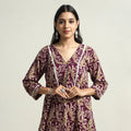 Buy Hand Batik Printed Cotton A-Line Kurta with Lace Work Online at iTokri.com
