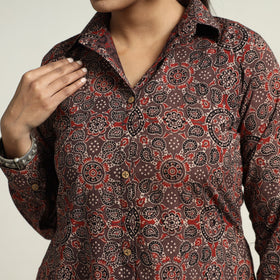  Brown - Hand Block Print Cotton Ajrakh Dress