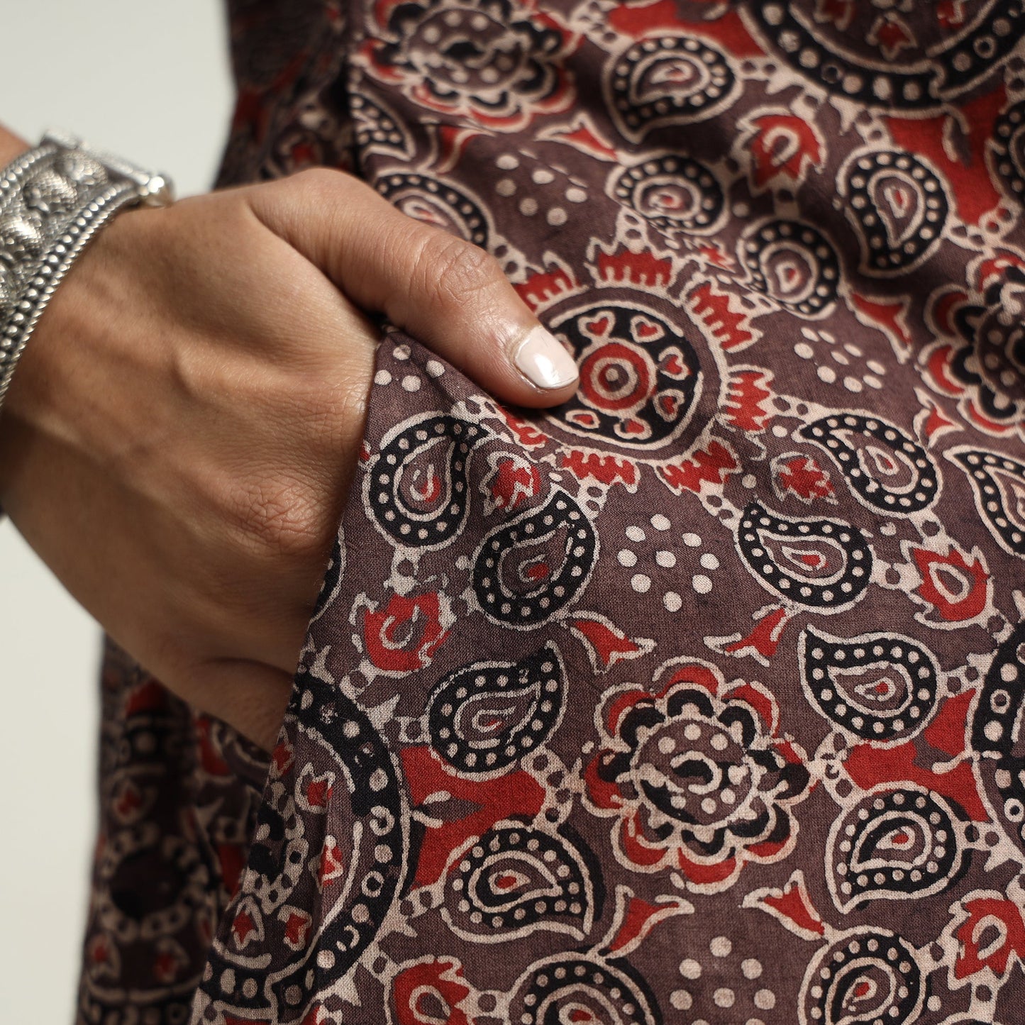  Brown - Hand Block Print Cotton Ajrakh Dress