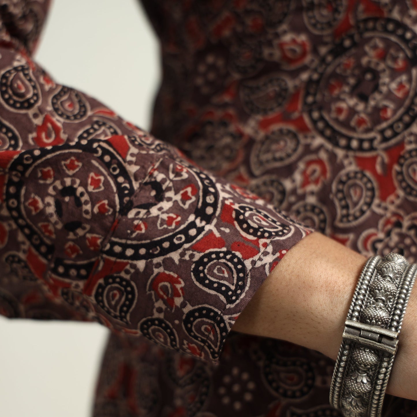  Brown - Hand Block Print Cotton Ajrakh Dress
