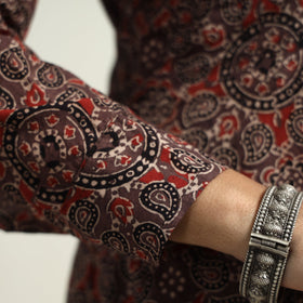  Brown - Hand Block Print Cotton Ajrakh Dress