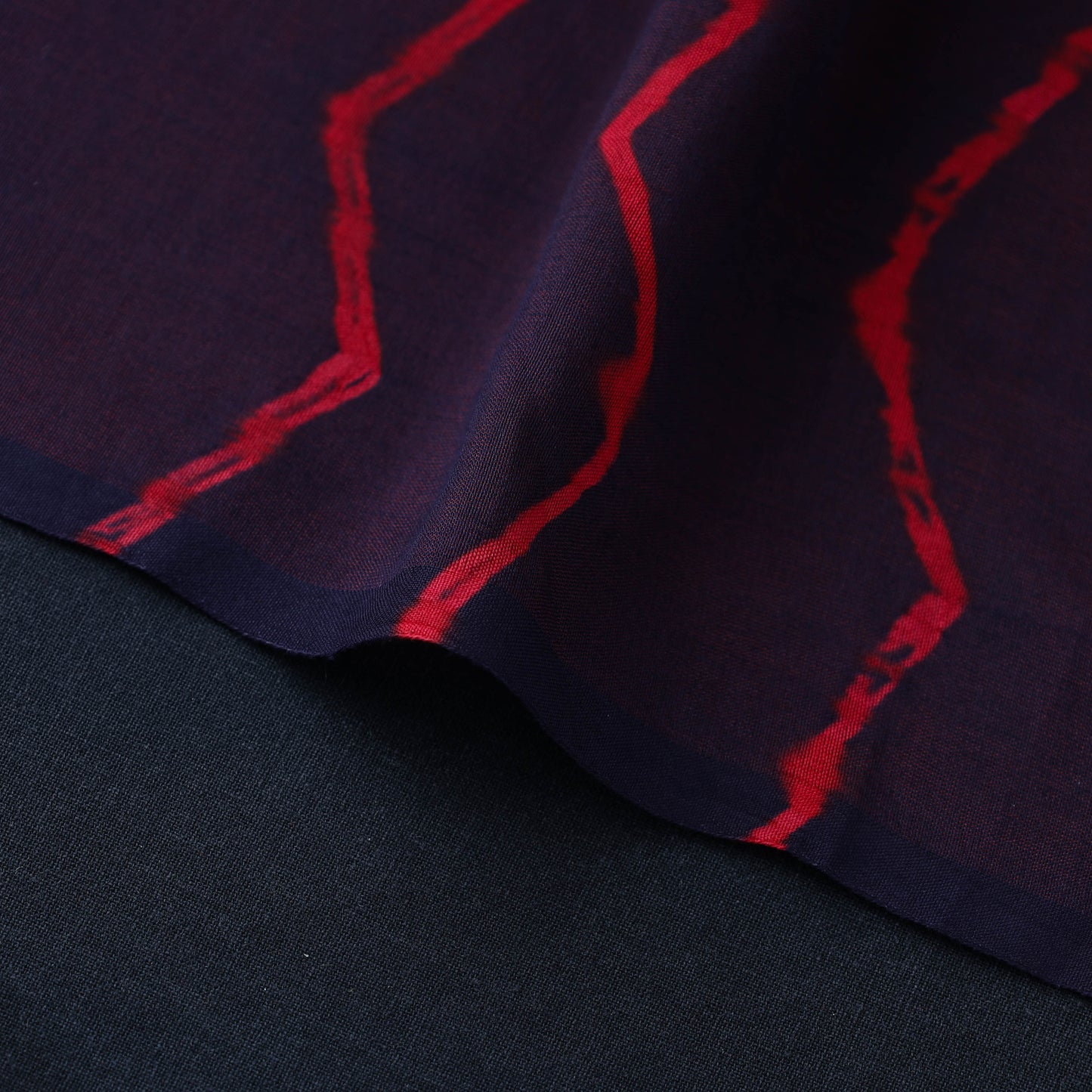 Dark Brown Handloom Chanderi Silk Tie-Dye Leheriya Fabric