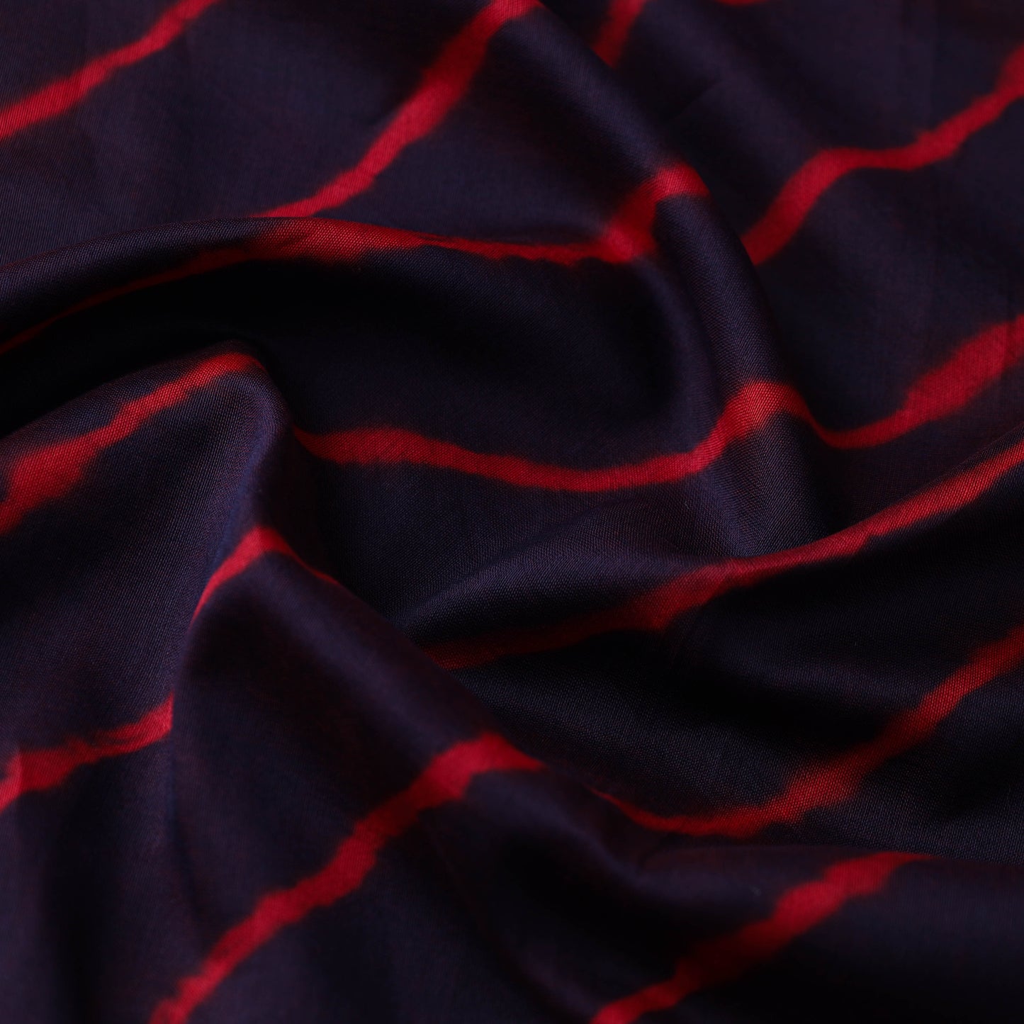 Dark Brown Handloom Chanderi Silk Tie-Dye Leheriya Fabric