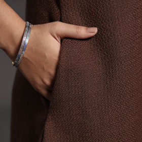 Dark Brown Kumaun Handwoven A-Line Merino Woolen Kurta for Women