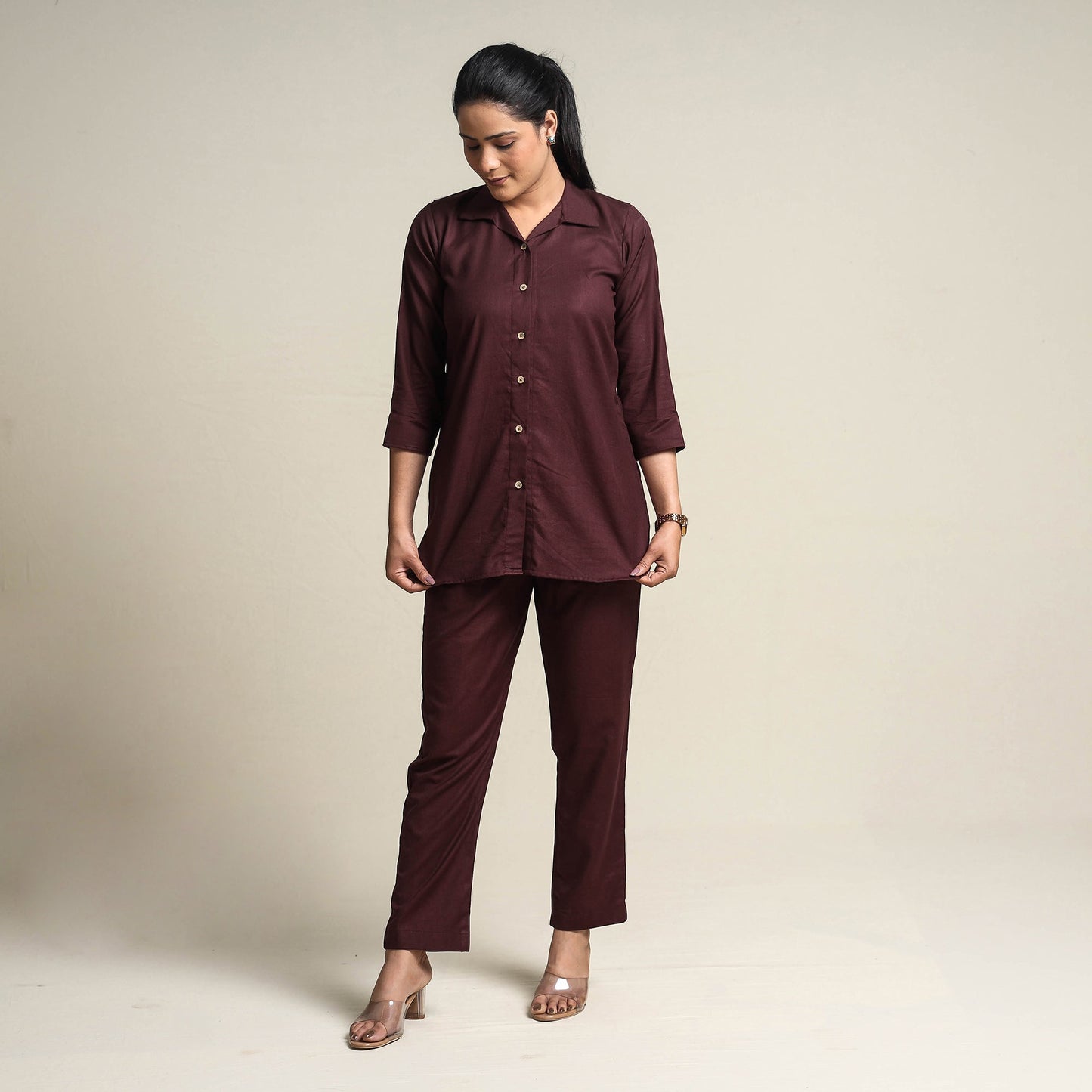  Plain Linen Cotton Co-Ord Set Online at iTokri.com