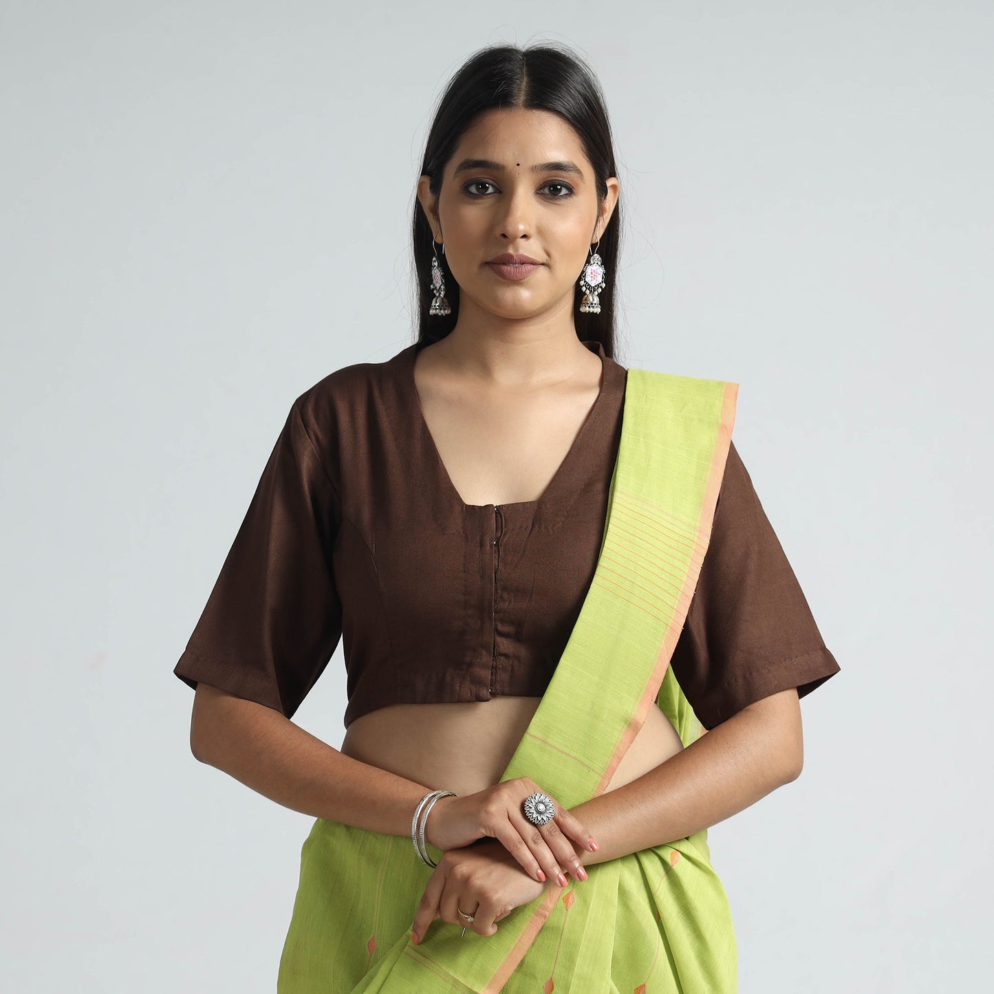 Buy Plain Linen Cotton Stitched Blouse 