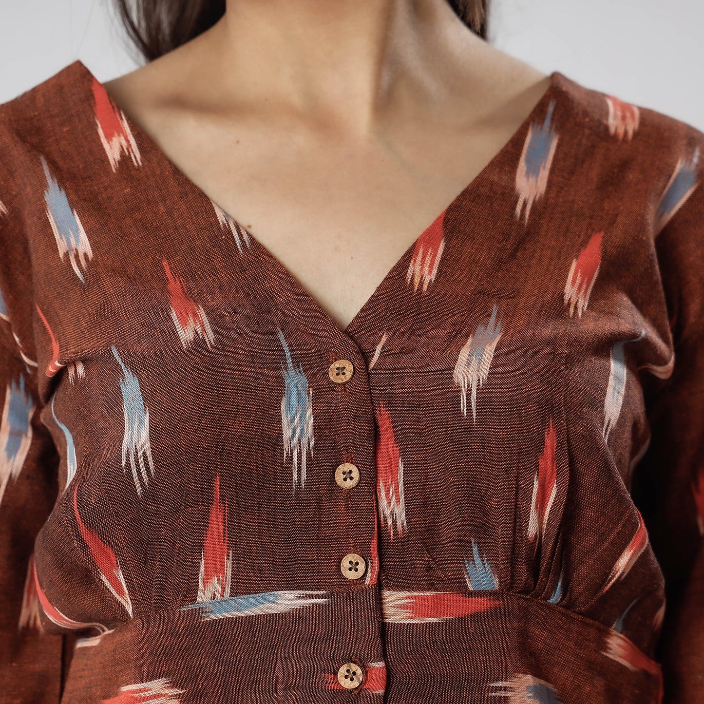 Buy Pochampally Ikat Full Sleeve Cotton Crop Top Online at iTokri.com