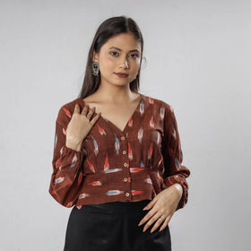 Buy Pochampally Ikat Full Sleeve Cotton Crop Top Online at iTokri.com