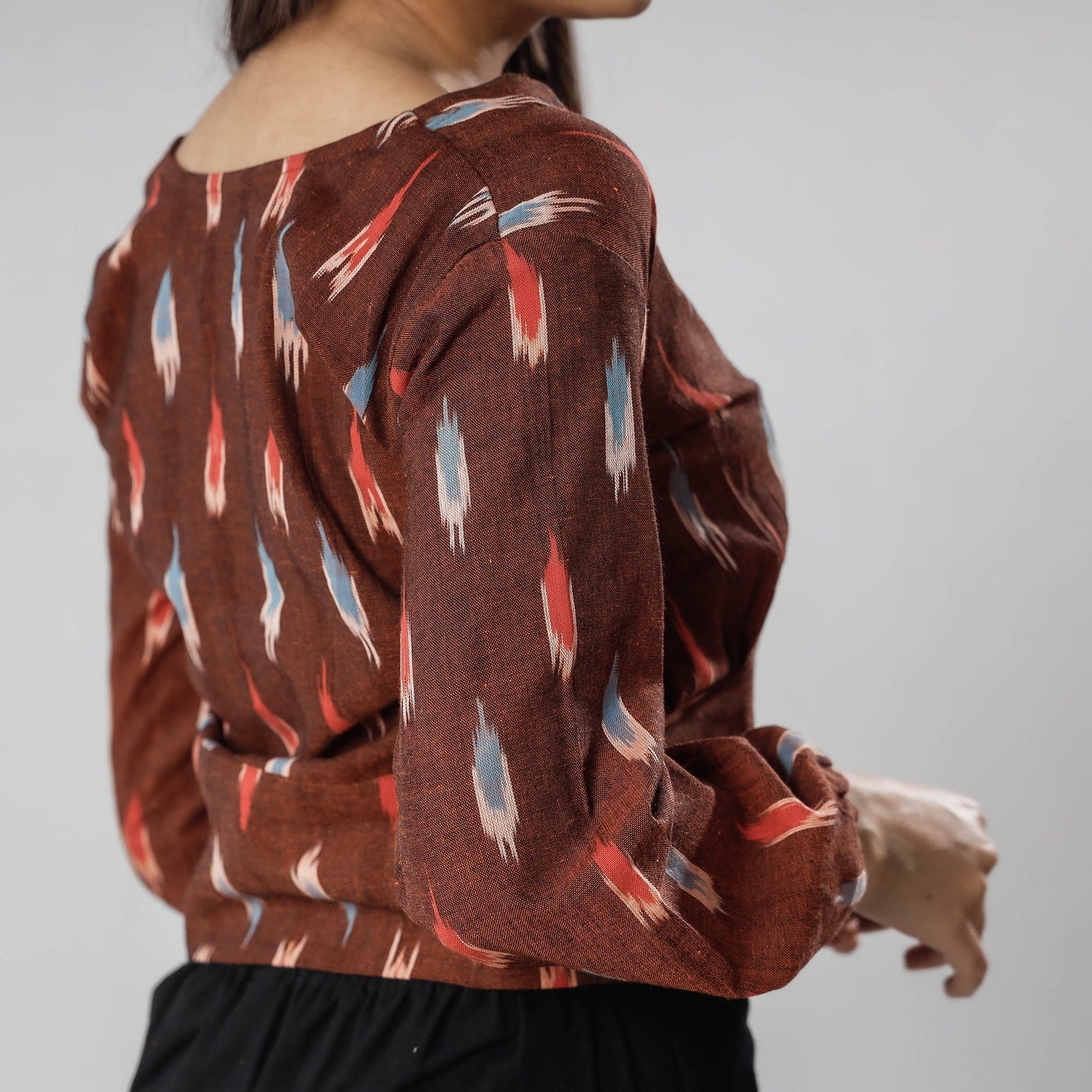 Buy Pochampally Ikat Full Sleeve Cotton Crop Top Online at iTokri.com