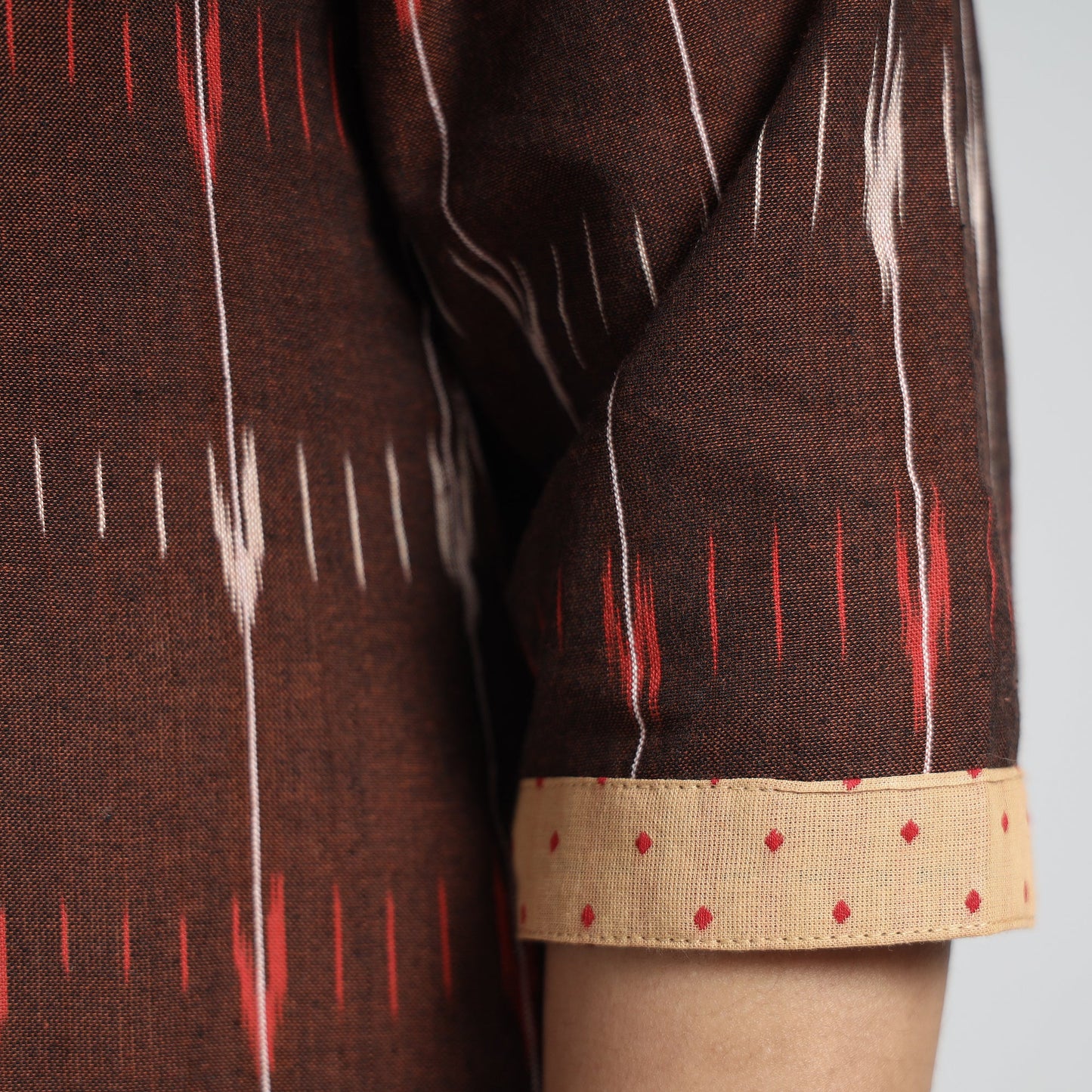 Buy Pochampally Ikat Weave Cotton A-Line Kurta with Jacquard Patchwork Online at iTokri.com
