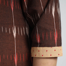 Buy Pochampally Ikat Weave Cotton A-Line Kurta with Jacquard Patchwork Online at iTokri.com