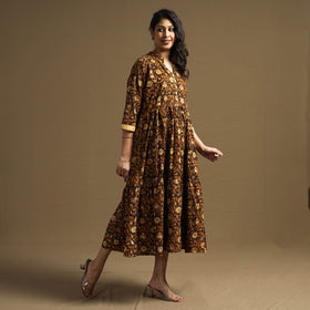 Buy Sanganeri Block Printed Cotton Flared Dress Online at iTokri.com