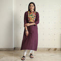 Dark brown - srikalahasti kalamkari patchwork plain linen