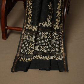 Dark green - 3pc chanderi silk unstitched hand batik dress