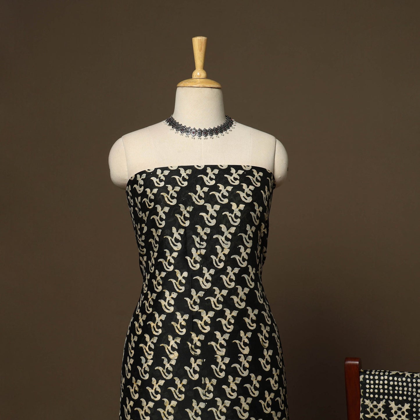 Dark green - 3pc chanderi silk unstitched hand batik dress