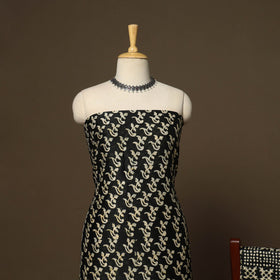 Dark green - 3pc chanderi silk unstitched hand batik dress