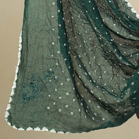 Dark Green 3pc Tie & Dye Satin Cotton Bandhani Dress Material