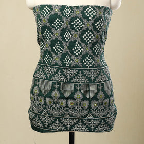 Dark green - 3pc tie & dye satin cotton bandhani unstitched