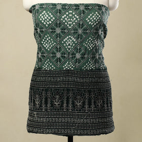 Buy Dark Green 3pc Tie & Dye Satin Cotton Bandhani Dress Material