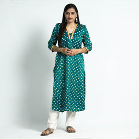 Buy Dark Red Bandhani Tie-Dye Modal Silk Straight Kurta Online at iTokri.com