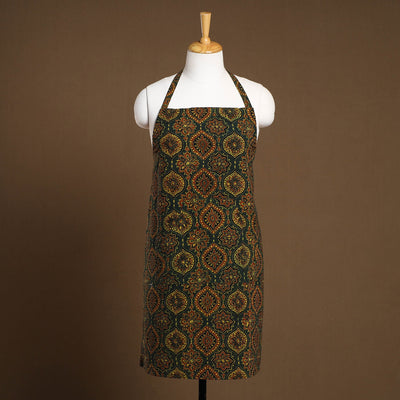 Dark Green - Ajrakh Block Print Cotton Apron with Pocket 27