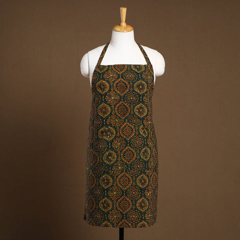 Dark Green - Ajrakh Block Print Cotton Apron with Pocket 27