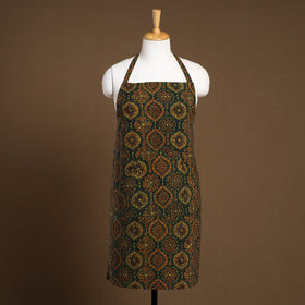 Dark Green - Ajrakh Block Print Cotton Apron with Pocket 27