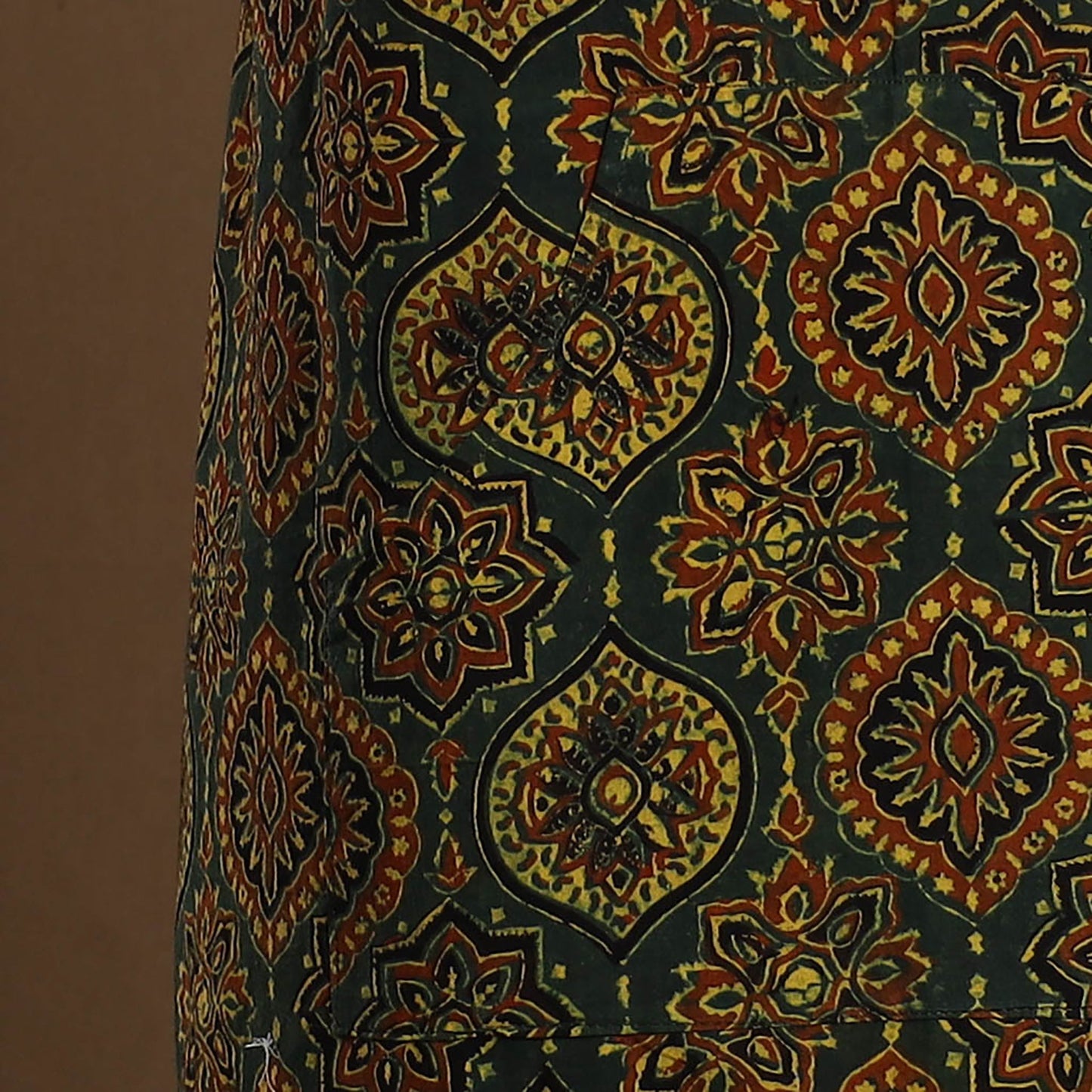 Dark Green - Ajrakh Block Print Cotton Apron with Pocket 27