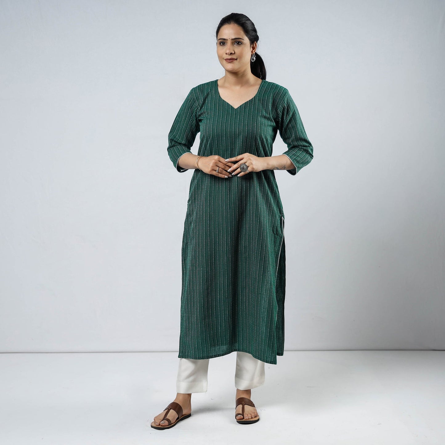 Buy Cotton Straight Jacquard Kurta for Women
