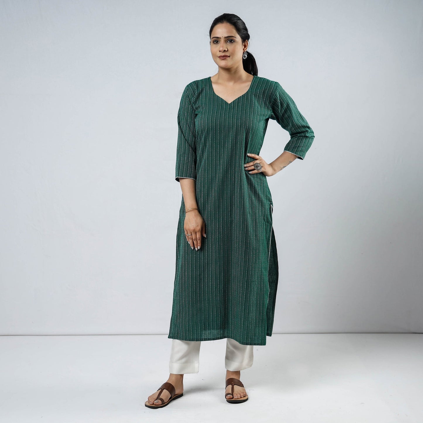 Buy Cotton Straight Jacquard Kurta for Women