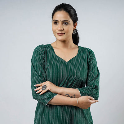 Buy Cotton Straight Jacquard Kurta for Women