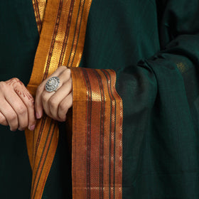 Dark Green - Dharwad Cotton Kurta with Palazzo & Dupatta Set