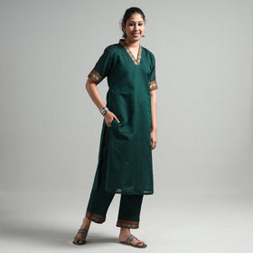 Dark green - dharwad cotton kurta with palazzo & dupatta