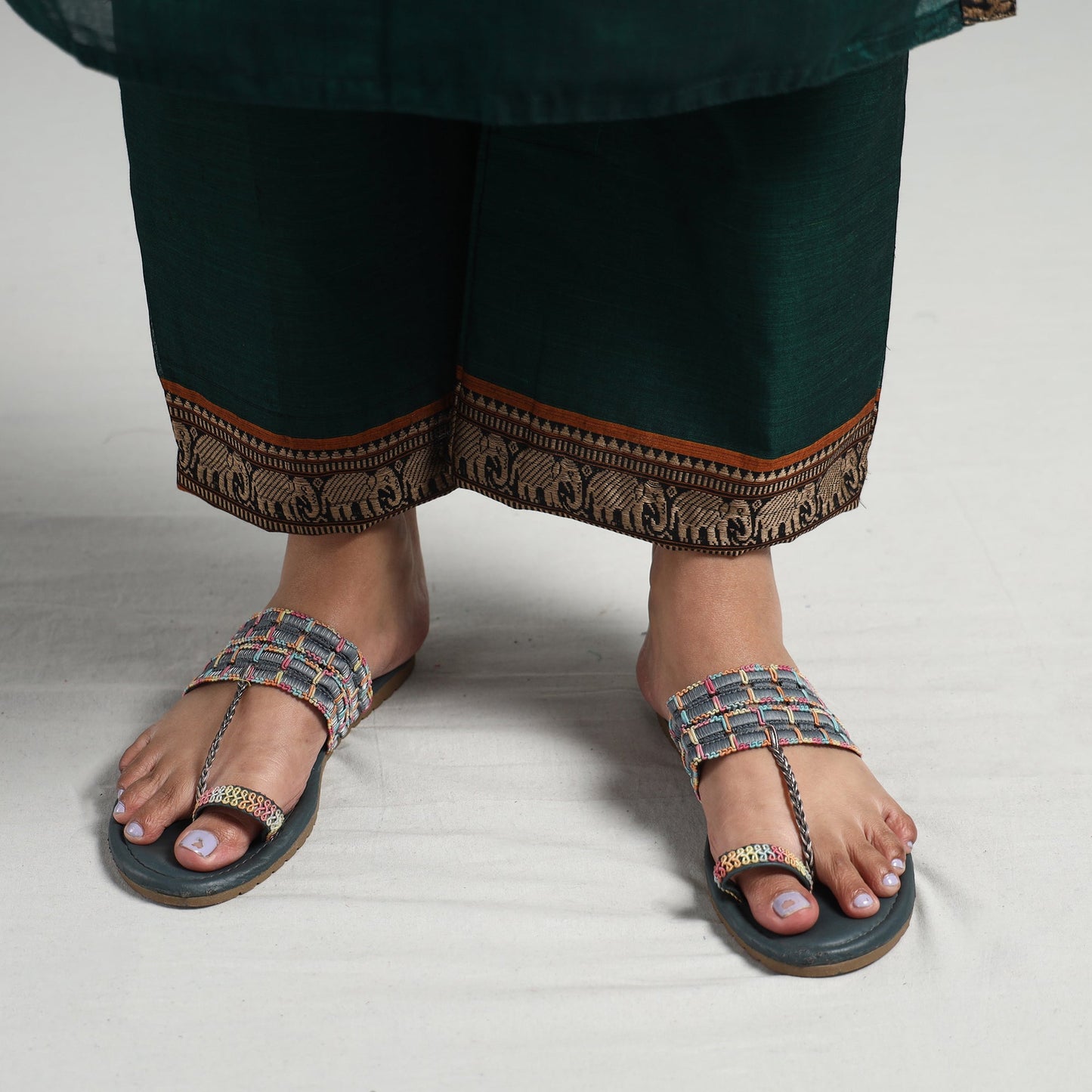 Dark green - dharwad cotton kurta with palazzo & dupatta
