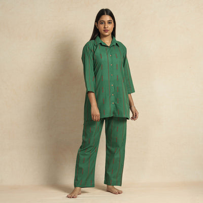 Buy Jacquard Cotton Top & Pyjama Night Suit Set Online at iTokri.com