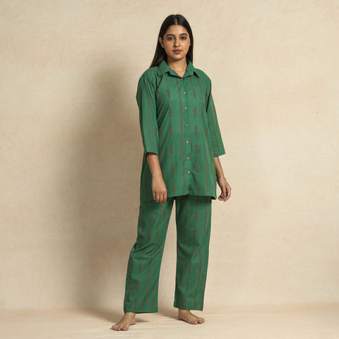 Buy Jacquard Cotton Top & Pyjama Night Suit Set Online at iTokri.com