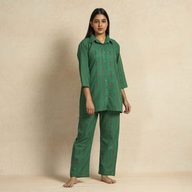 Buy Jacquard Cotton Top & Pyjama Night Suit Set Online at iTokri.com