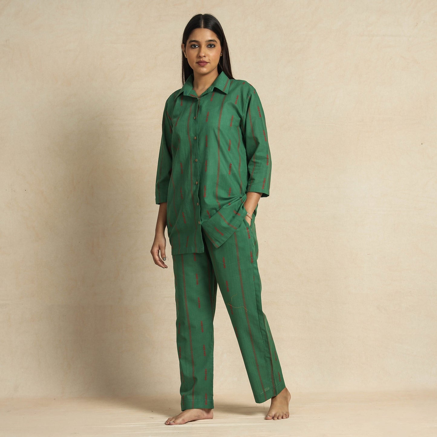 Buy Jacquard Cotton Top & Pyjama Night Suit Set Online at iTokri.com