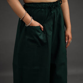 Dark green - kantha hand embroidery palazzo in cotton 50