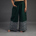 Dark green - kantha hand embroidery palazzo in cotton 50