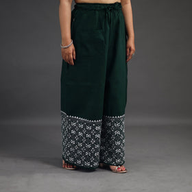 Dark green - kantha hand embroidery palazzo in cotton 50