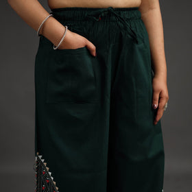 Dark green - kantha hand embroidery palazzo in cotton 81