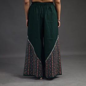 Dark green - kantha hand embroidery palazzo in cotton 81