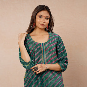  Leheriya Tie-Dye Chanderi Silk Long Kurta Online 