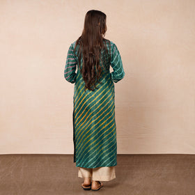  Leheriya Tie-Dye Chanderi Silk Long Kurta Online 