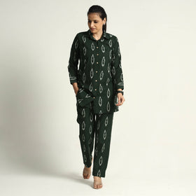 Dark Green - Pochampally Ikat Cotton Co-Ord Set