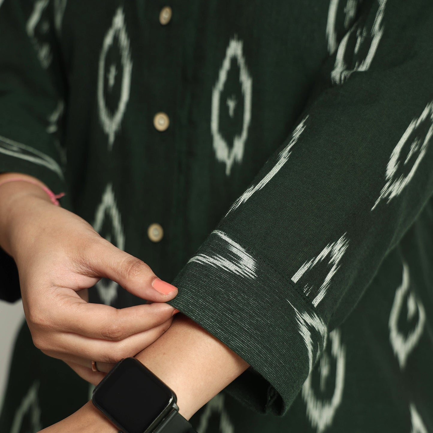 Dark Green - Pochampally Ikat Cotton Co-Ord Set